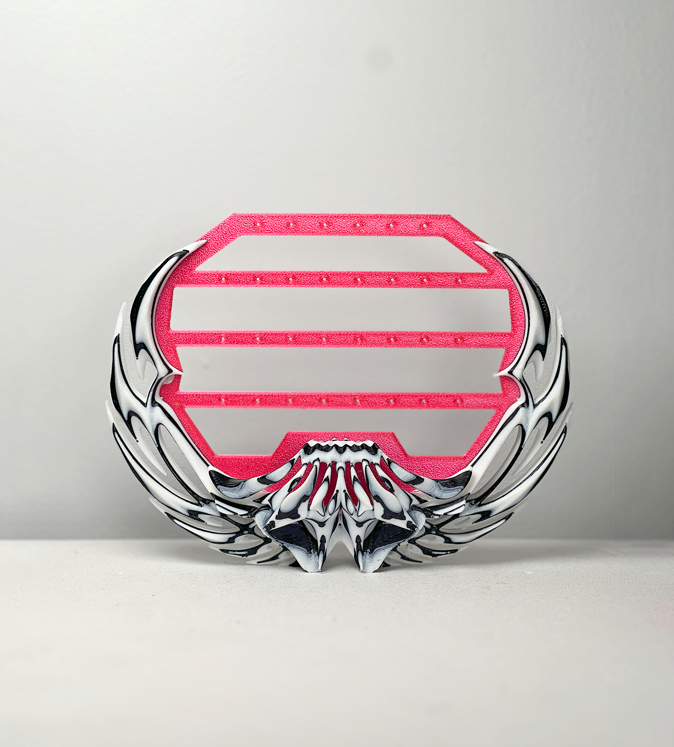 3D Printed Jewelry Display - Neon Zebra (Open Panel) | Made to Order