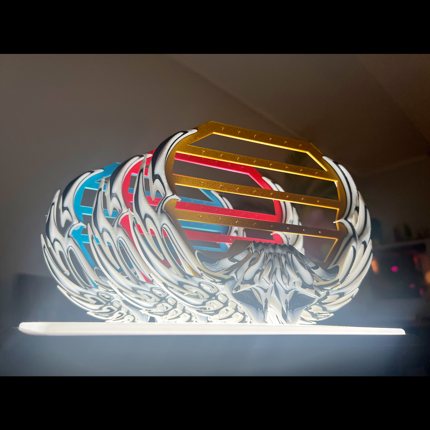 3D Printed Jewelry Display - Neon Zebra (Open Panel) | Made to Order